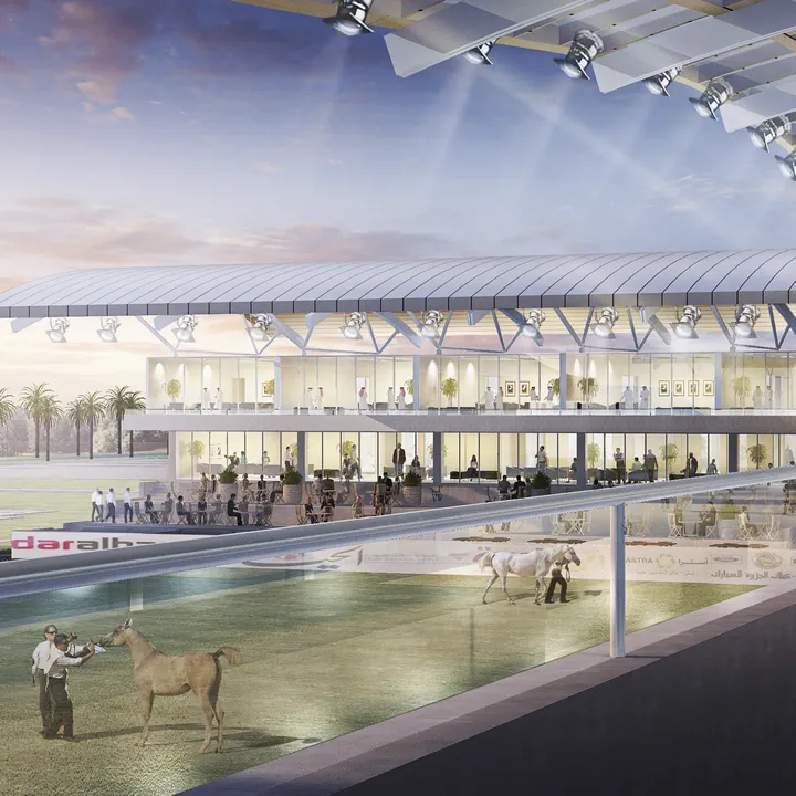 Horse Arena, Saudi Arabia. Grandstand view.